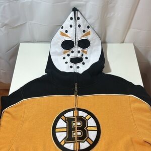 Boston Bruins hoodie full zip goalie mask retro sports core Old time hockey
